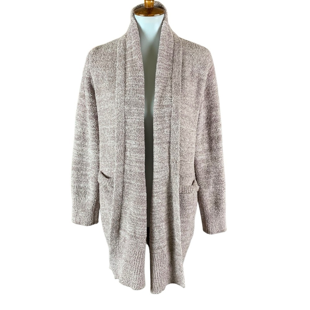 Barefoot Dreams Cozychic Heathered Pink Open Front Cardigan XS Soft‎ Lounge Cozy